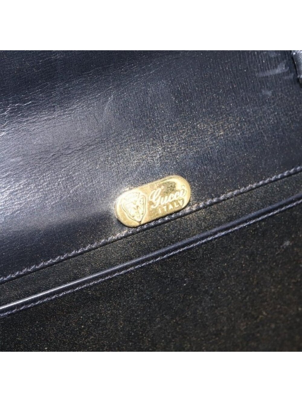 Authentic GUCCI Shoulder Bag Leather Black Gold 004 056 0209 - Picture 8 of 16